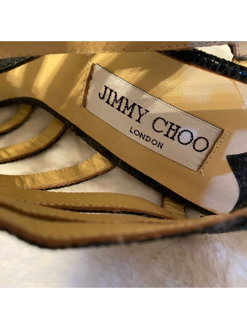 JIMMY CHOO Black GLENYS Gladiator Multistrap Caged Sandals SZ8 Vintage NEW - Picture 11 of 16